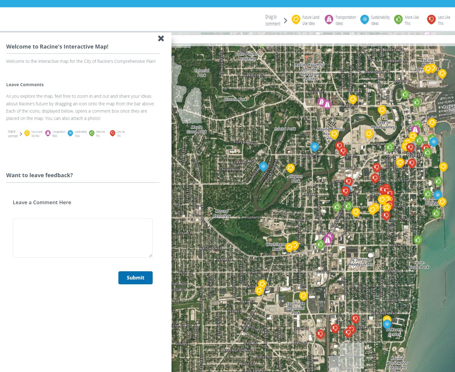 Screenshot of interactive map